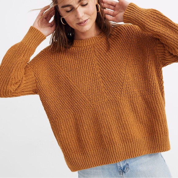 Madewell Sweaters - MADEWELL Joslin Pullover Golden Harvest Sweater Size Medium Knit Chunky
